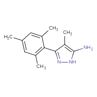 Chemical structure of 4-methyl-3-(2,4,6-trimethylphenyl)-1H-pyrazol-5-amine - CSSB00000323416