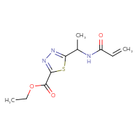 Chemical structure of ethyl 5-[1-(prop-2-enamido)ethyl]-1,3,4-thiadiazole-2-carboxylate - CSSB02488046425