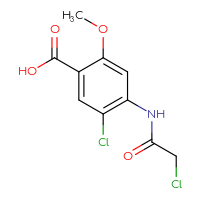 Chemical structure of 5-chloro-4-(2-chloroacetamido)-2-methoxybenzoic acid - CSSB00000734810