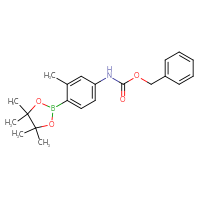 Chemical structure of benzyl N-[3-methyl-4-(4,4,5,5-tetramethyl-1,3,2-dioxaborolan-2-yl)phenyl]carbamate - CSSB00016247922