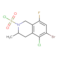 Chemical structure of 6-bromo-5-chloro-8-fluoro-3-methyl-1,2,3,4-tetrahydroisoquinoline-2-sulfonyl chloride - CSSB21224766532