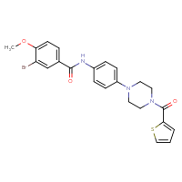 Chemical structure of 3-bromo-4-methoxy-N-{4-[4-(thiophene-2-carbonyl)piperazin-1-yl]phenyl}benzamide - CSSB00121617946