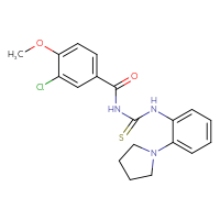 Chemical structure of 3-(3-chloro-4-methoxybenzoyl)-1-[2-(pyrrolidin-1-yl)phenyl]thiourea - CSSB00121654512