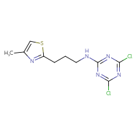 Chemical structure of 4,6-dichloro-N-[3-(4-methyl-1,3-thiazol-2-yl)propyl]-1,3,5-triazin-2-amine - CSSB21332175610
