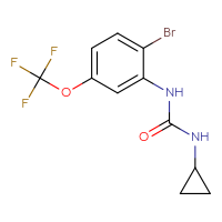 Chemical structure of 1-[2-bromo-5-(trifluoromethoxy)phenyl]-3-cyclopropylurea - CSSB02021756042