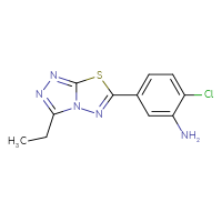 Chemical structure of 2-chloro-5-{3-ethyl-[1,2,4]triazolo[3,4-b][1,3,4]thiadiazol-6-yl}aniline - CSSB00003676832