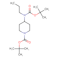 Chemical structure of tert-butyl 4-{[(tert-butoxy)carbonyl](propyl)amino}piperidine-1-carboxylate - CSSB00010022648