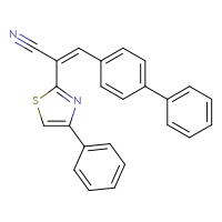 Chemical structure of (2Z)-3-{[1,1'-biphenyl]-4-yl}-2-(4-phenyl-1,3-thiazol-2-yl)prop-2-enenitrile - CSSB00160251904