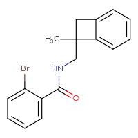 Chemical structure of 2-bromo-N-({7-methylbicyclo[4.2.0]octa-1,3,5-trien-7-yl}methyl)benzamide - CSSB06775495835