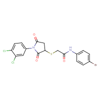 Chemical structure of N-(4-bromophenyl)-2-{[1-(3,4-dichlorophenyl)-2,5-dioxopyrrolidin-3-yl]sulfanyl}acetamide - CSSB00121704633