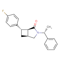 Chemical structure of (1R,5S,7S)-7-(4-fluorophenyl)-3-[(1R)-1-phenylethyl]-3-azabicyclo[3.2.0]heptan-2-one - CSSB00025785369