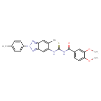 Chemical structure of 1-(3,4-dimethoxybenzoyl)-3-[6-methyl-2-(4-methylphenyl)-2H-1,2,3-benzotriazol-5-yl]thiourea - CSSB00121706526