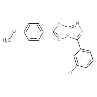 Chemical structure of 3-(3-chlorophenyl)-6-(4-methoxyphenyl)-[1,2,4]triazolo[3,4-b][1,3,4]thiadiazole - CSSB00121637839