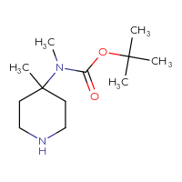 Chemical structure of tert-butyl N-methyl-N-(4-methylpiperidin-4-yl)carbamate - CSSB00000064153