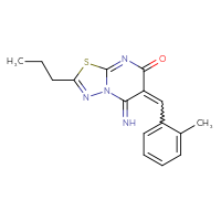 Chemical structure of 5-imino-6-[(2-methylphenyl)methylidene]-2-propyl-5H,6H,7H-[1,3,4]thiadiazolo[3,2-a]pyrimidin-7-one - CSSB00121638954