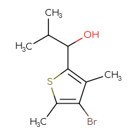Chemical structure of 1-(4-bromo-3,5-dimethylthiophen-2-yl)-2-methylpropan-1-ol - CSSB00116655321