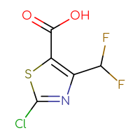 Chemical structure of 2-chloro-4-(difluoromethyl)-1,3-thiazole-5-carboxylic acid - CSSB00020741951