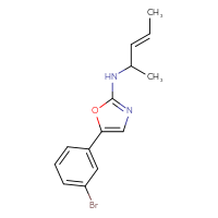 Chemical structure of 5-(3-bromophenyl)-N-[(3E)-pent-3-en-2-yl]-1,3-oxazol-2-amine - CSSB21495847526
