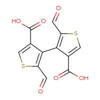 Chemical structure of 2,2'-diformyl-[3,3'-bithiophene]-4,4'-dicarboxylic acid - CSSB00020655573