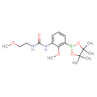 Chemical structure of 1-[2-methoxy-3-(4,4,5,5-tetramethyl-1,3,2-dioxaborolan-2-yl)phenyl]-3-(2-methoxyethyl)urea - CSSB20634227284