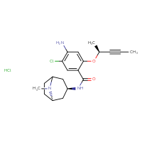 Chemical structure of 4-amino-5-chloro-N-[(1R,3S)-8-methyl-8-azabicyclo[3.2.1]octan-3-yl]-2-[(2S)-pent-3-yn-2-yloxy]benzamide hydrochloride - CSSB20958671034