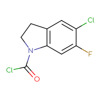 Chemical structure of 5-chloro-6-fluoro-2,3-dihydro-1H-indole-1-carbonyl chloride - CSSB03551553260