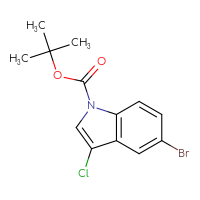 Chemical structure of tert-butyl 5-bromo-3-chloro-1H-indole-1-carboxylate - CSSB21332171051