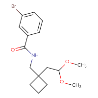 Chemical structure of 3-bromo-N-{[1-(2,2-dimethoxyethyl)cyclobutyl]methyl}benzamide - CSSB15337102076