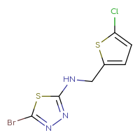 Chemical structure of 5-bromo-N-[(5-chlorothiophen-2-yl)methyl]-1,3,4-thiadiazol-2-amine - CSSB00012112545