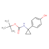 Chemical structure of tert-butyl N-[1-(4-hydroxyphenyl)cyclopropyl]carbamate - CSSB00041098530