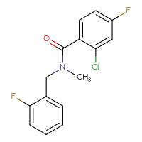 Chemical structure of 2-chloro-4-fluoro-N-[(2-fluorophenyl)methyl]-N-methylbenzamide - CSSB00104295625