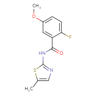 Chemical structure of 2-fluoro-5-methoxy-N-(5-methyl-1,3-thiazol-2-yl)benzamide - CSSB03578216168
