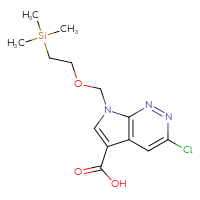 Chemical structure of 3-chloro-7-{[2-(trimethylsilyl)ethoxy]methyl}-7H-pyrrolo[2,3-c]pyridazine-5-carboxylic acid - CSSB20504682996