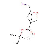 Chemical structure of tert-butyl 1-(iodomethyl)-2-oxabicyclo[2.1.1]hexane-4-carboxylate - CSSB14800145821