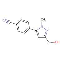 Chemical structure of 4-[3-(hydroxymethyl)-1-methyl-1H-pyrazol-5-yl]benzonitrile - CSSB02125605349