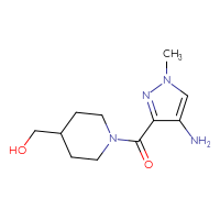 Chemical structure of [1-(4-amino-1-methyl-1H-pyrazole-3-carbonyl)piperidin-4-yl]methanol - CSSB00008284390