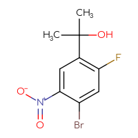 Chemical structure of 2-(4-bromo-2-fluoro-5-nitrophenyl)propan-2-ol - CSSB21246275212