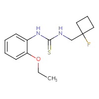 Chemical structure of 1-(2-ethoxyphenyl)-3-[(1-fluorocyclobutyl)methyl]thiourea - CSSB01874752118