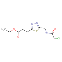 Chemical structure of ethyl 3-{5-[(2-chloroacetamido)methyl]-1,3,4-thiadiazol-2-yl}propanoate - CSSB02493069030