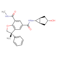 Chemical structure of (3S)-N3,7-dimethyl-3-phenyl-N5-[(1R,3s,5S,6S)-3-hydroxybicyclo[3.1.0]hexan-6-yl]-2,3-dihydro-1-benzofuran-5,7-dicarboxamide - CSSB06446547426