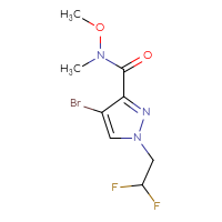 Chemical structure of 4-bromo-1-(2,2-difluoroethyl)-N-methoxy-N-methyl-1H-pyrazole-3-carboxamide - CSSB21151594117