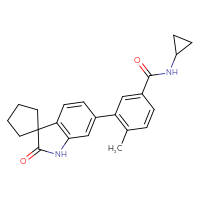 Chemical structure of N-cyclopropyl-4-methyl-3-{2'-oxo-1',2'-dihydrospiro[cyclopentane-1,3'-indol]-6'-yl}benzamide - CSSB21414457840