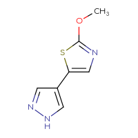 Chemical structure of 2-methoxy-5-(1H-pyrazol-4-yl)-1,3-thiazole - CSSB00102985539