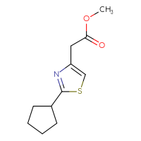 Chemical structure of methyl 2-(2-cyclopentyl-1,3-thiazol-4-yl)acetate - CSSB00011406399