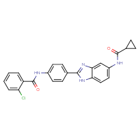 Chemical structure of 2-chloro-N-[4-(5-cyclopropaneamido-1H-1,3-benzodiazol-2-yl)phenyl]benzamide - CSSB00160999737