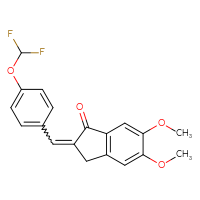 Chemical structure of 2-{[4-(difluoromethoxy)phenyl]methylidene}-5,6-dimethoxy-2,3-dihydro-1H-inden-1-one - CSSB00046154190