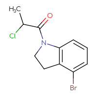 Chemical structure of 1-(4-bromo-2,3-dihydro-1H-indol-1-yl)-2-chloropropan-1-one - CSSB00024478662