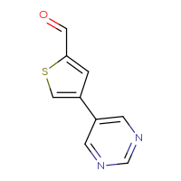Chemical structure of 4-(pyrimidin-5-yl)thiophene-2-carbaldehyde - CSSB00000084728