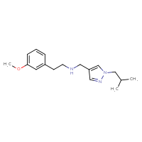 Chemical structure of [2-(3-methoxyphenyl)ethyl]({[1-(2-methylpropyl)-1H-pyrazol-4-yl]methyl})amine - CSSB00025812367