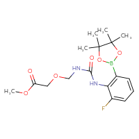 Chemical structure of methyl 2-[({[2-fluoro-6-(4,4,5,5-tetramethyl-1,3,2-dioxaborolan-2-yl)phenyl]carbamoyl}amino)methoxy]acetate - CSSB21332150973